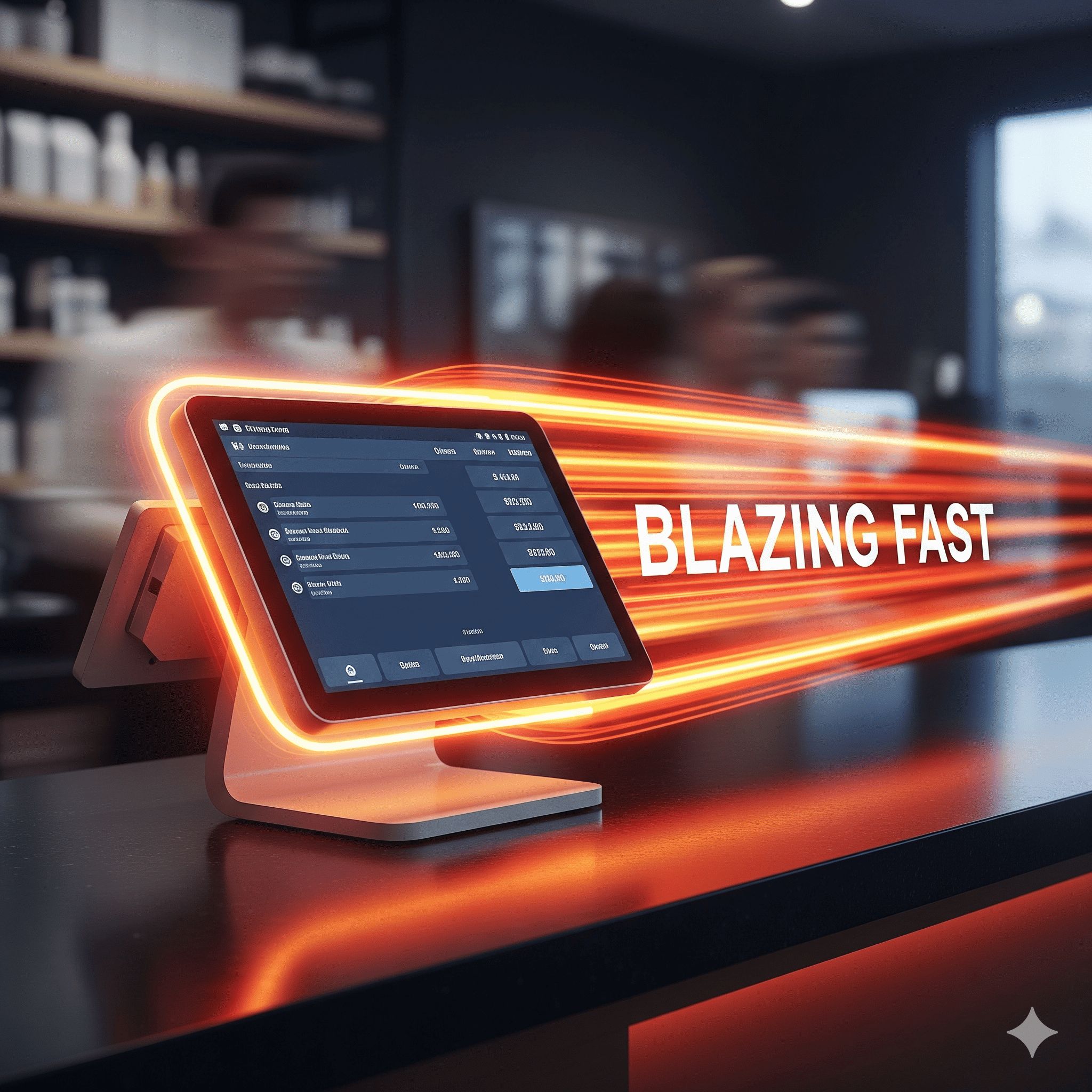 Cashier using a fast point-of-sale system