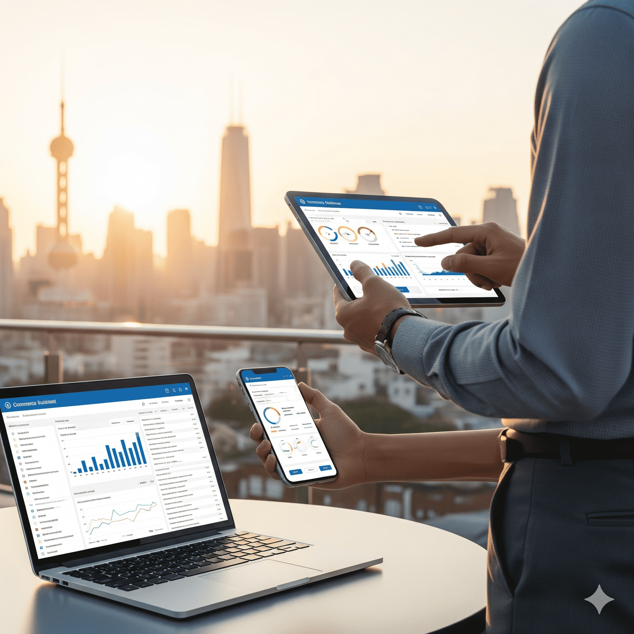 Dashboard accessible on laptop, tablet, and phone