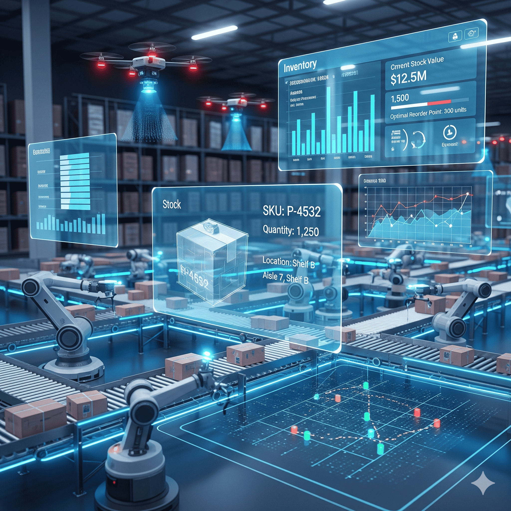 Worker scanning barcodes in a warehouse for inventory management